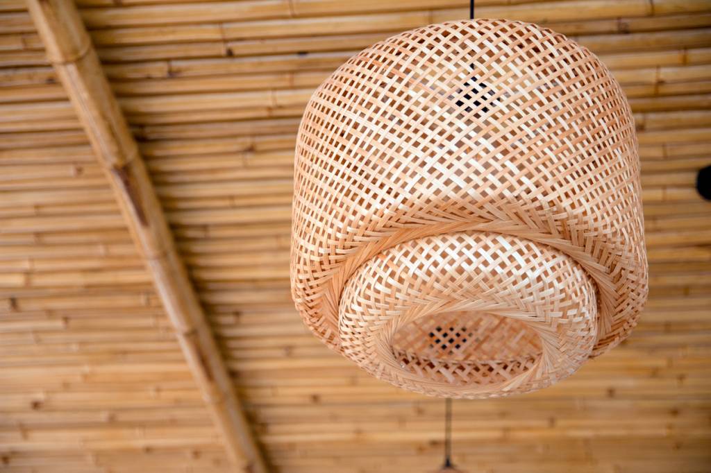 plafonnier rotin style chinois