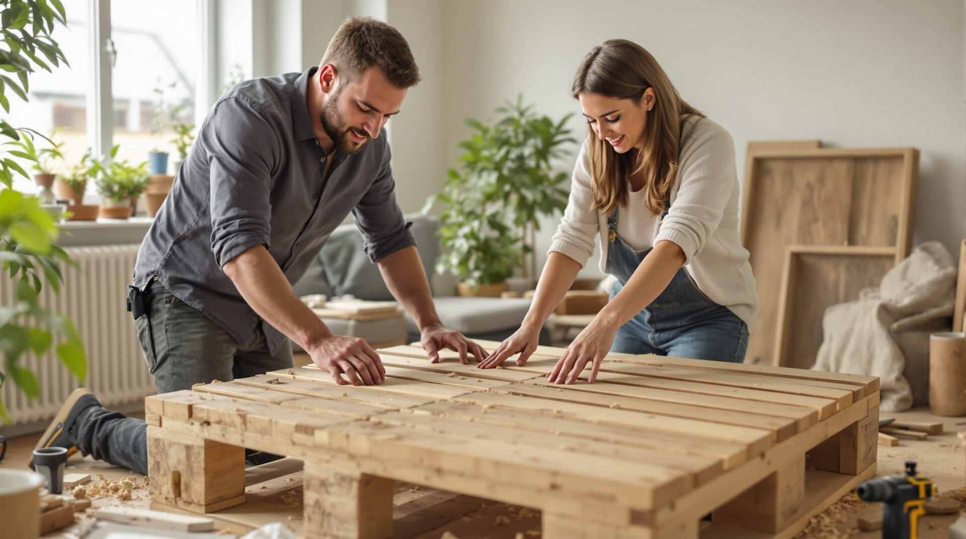 table faite avec des palettes